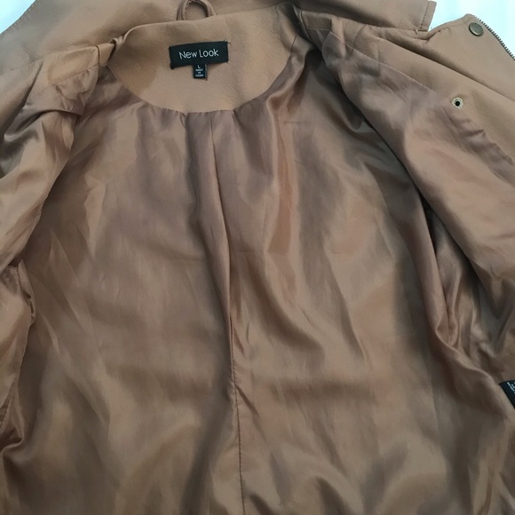 Brown Leather-Look Biker Jacket - Picture 8 of 8